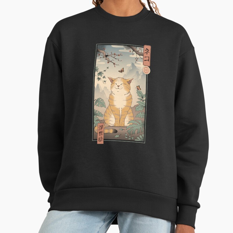 Edo Cat Unisex Sweater Crewneck Pullover Casual Streetwear Graphic Print 2