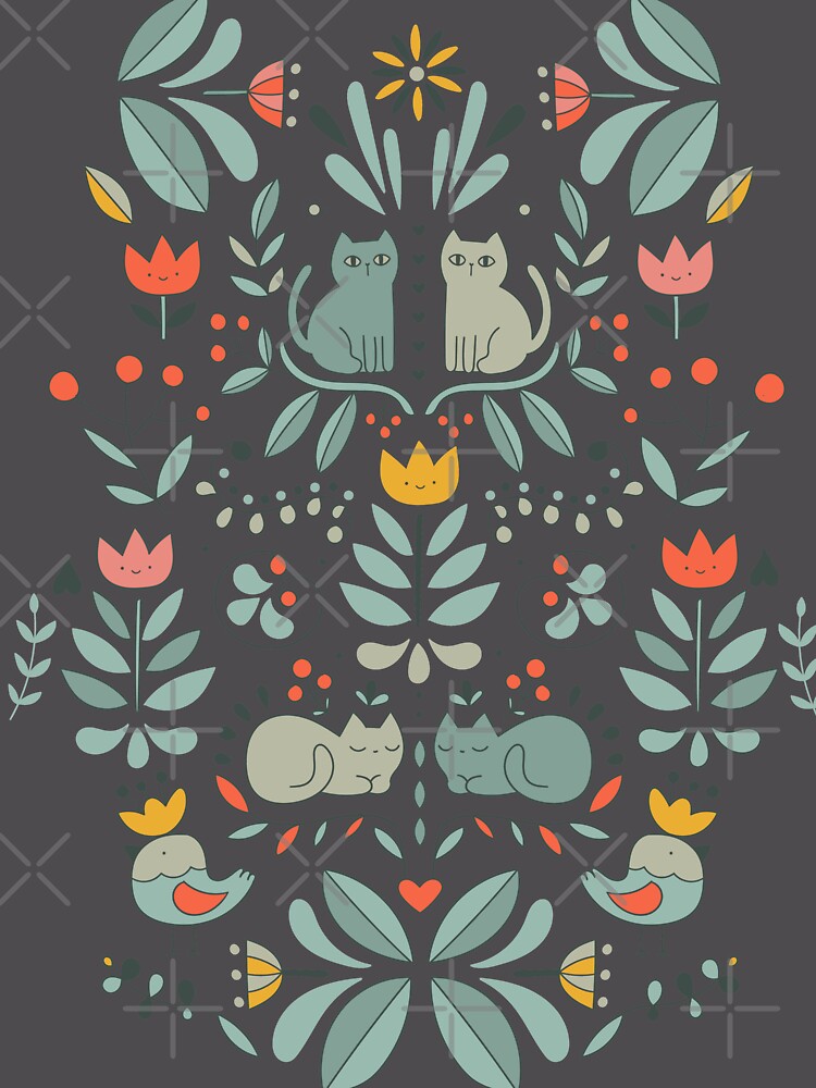 Swedish Folk Cats Unisex Sweater Crewneck Pullover Casual Streetwear Graphic Print 3