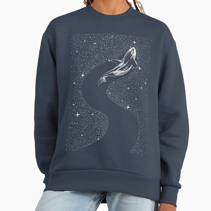 Starry Orca Unisex Sweater Crewneck Pullover Casual Streetwear Graphic Print 2