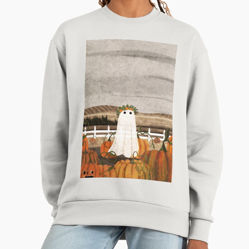 There'S A Ghost In The Pumpkins Patch Again... Unisex Sweater Crewneck Pullover Casual Streetwear Graphic Print 2