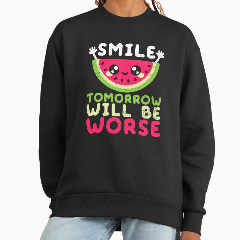 Watermelon Smile Unisex Sweater Crewneck Pullover Casual Streetwear Graphic Print 2