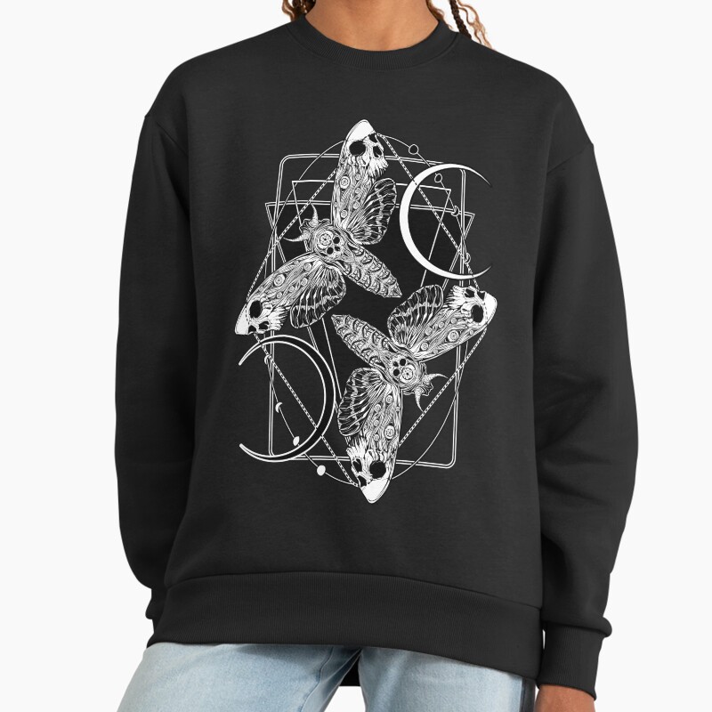 Dance Of The Death Moths Unisex Sweater Crewneck Pullover Casual Streetwear Graphic Print 2