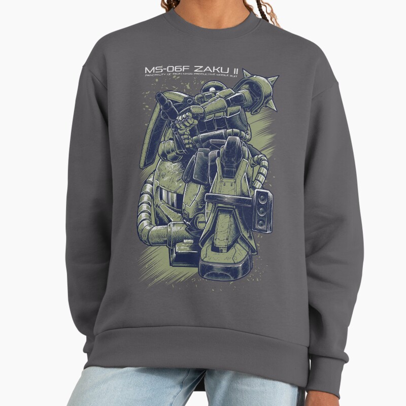 Zaku  Unisex Sweater Crewneck Pullover Casual Streetwear Graphic Print 2