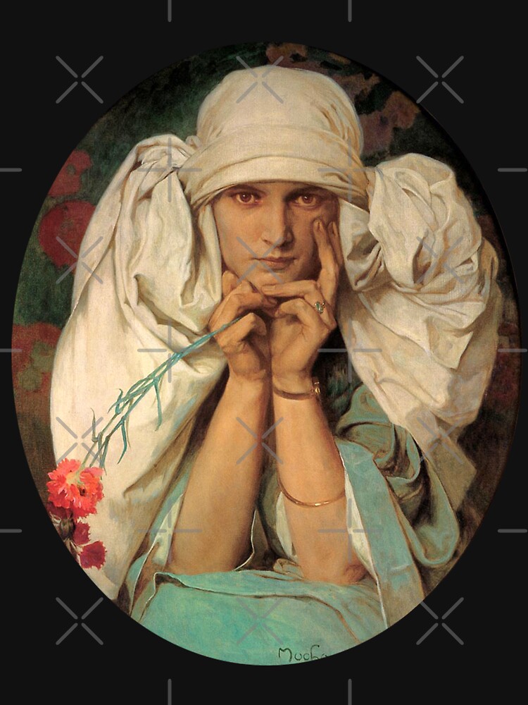 Mucha`S Daughter Jaroslava, By Alphonse Mucha. High Definition Unisex Sweater Crewneck Pullover Casual Streetwear Graphic Print 3