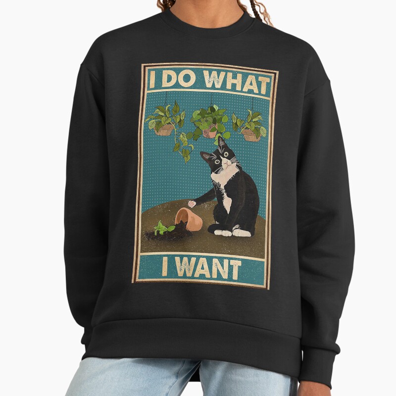 Tuxedo Cat Gardening Funny Quotes Unisex Sweater Crewneck Pullover Casual Streetwear Graphic Print 2