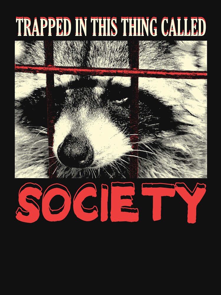 Society Raccoon Unisex Sweater Crewneck Pullover Casual Streetwear Graphic Print 3