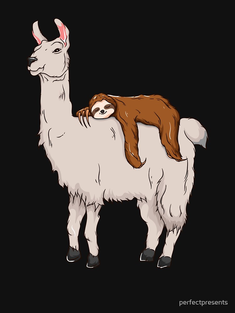 Cute & Funny Sloth Sleeping On Llama Friends Unisex Sweater Crewneck Pullover Casual Streetwear Graphic Print 3