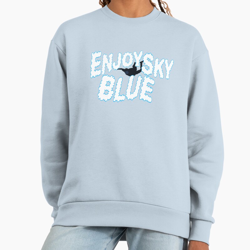 Enjoy Sky Blue Unisex Sweater Crewneck Pullover Casual Streetwear Graphic Print 2
