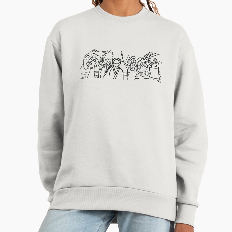 Sokka'S Finale Drawing Of The Avatar Gang Unisex Sweater Crewneck Pullover Casual Streetwear Graphic Print 2