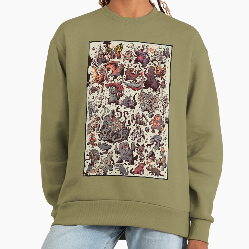 Big Ol Kaiju Shirt Unisex Sweater Crewneck Pullover Casual Streetwear Graphic Print 2