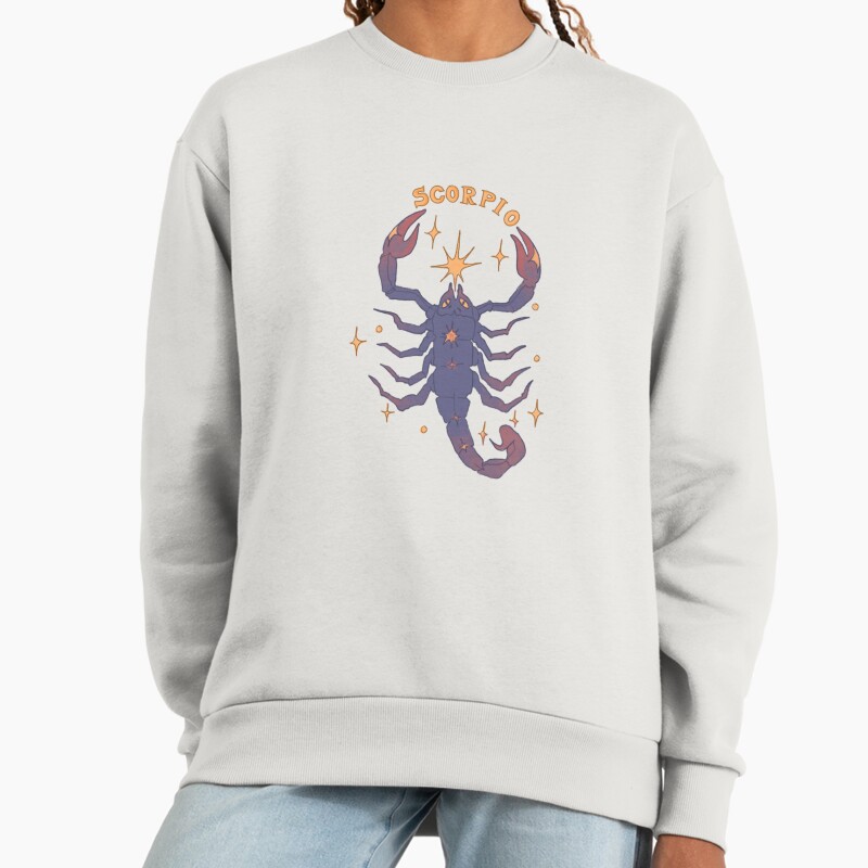 Scorpio Astrology Sign Starry Scorpion Design Unisex Sweater Crewneck Pullover Casual Streetwear Graphic Print 2