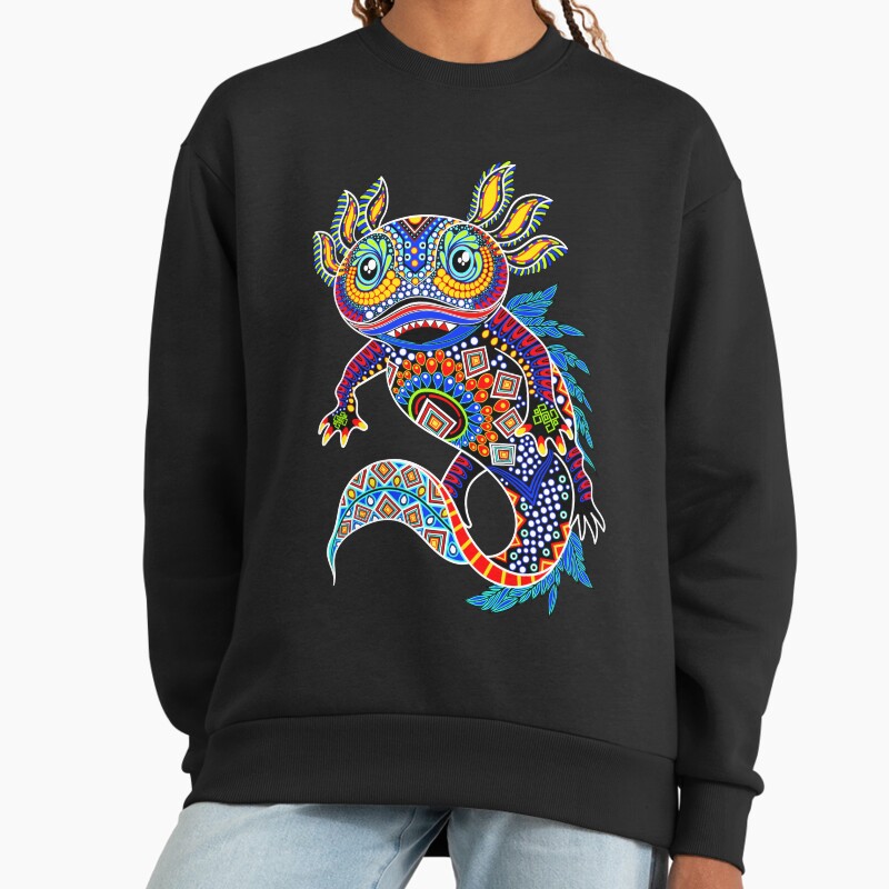 Ajolot Mexican Design Unisex Sweater Crewneck Pullover Casual Streetwear Graphic Print 2