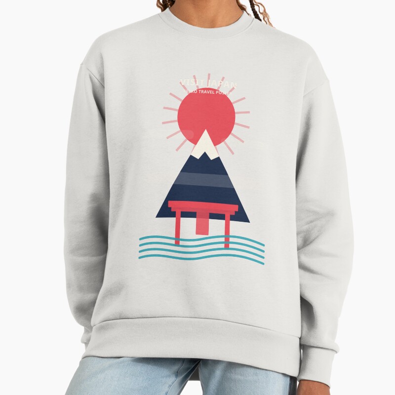 Fuji Wave Unisex Sweater Crewneck Pullover Casual Streetwear Graphic Print 2