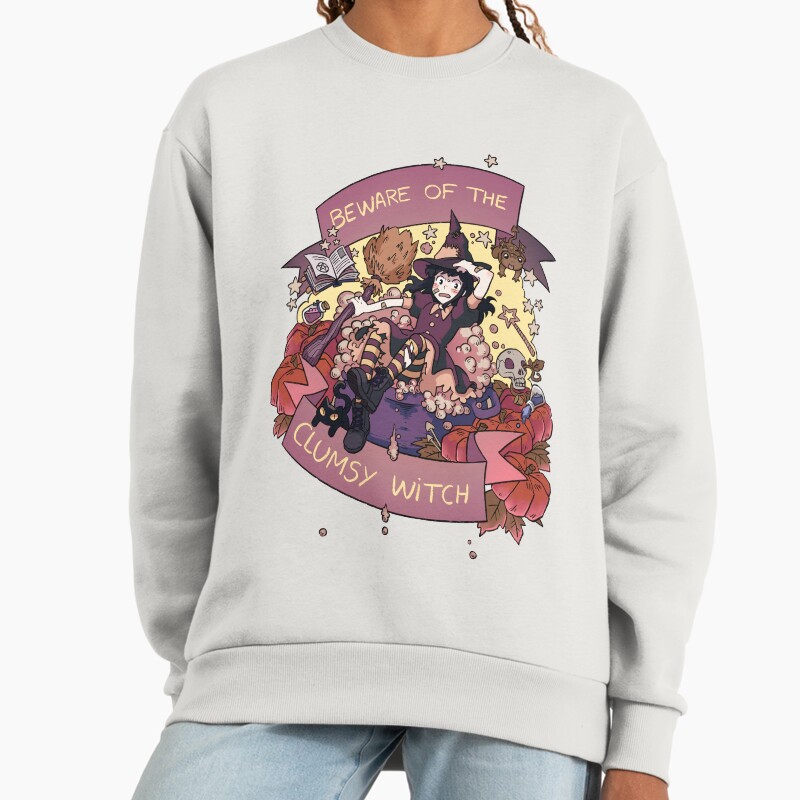 Beware Of The Clumsy Witch Unisex Sweater Crewneck Pullover Casual Streetwear Graphic Print 2