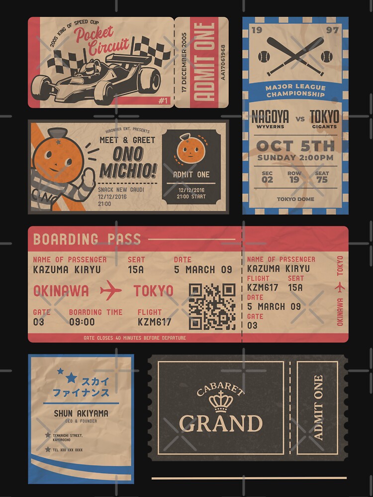 Vintage Tickets (Yakuza / Ryu Ga Gotoku) Unisex Sweater Crewneck Pullover Casual Streetwear Graphic Print 3