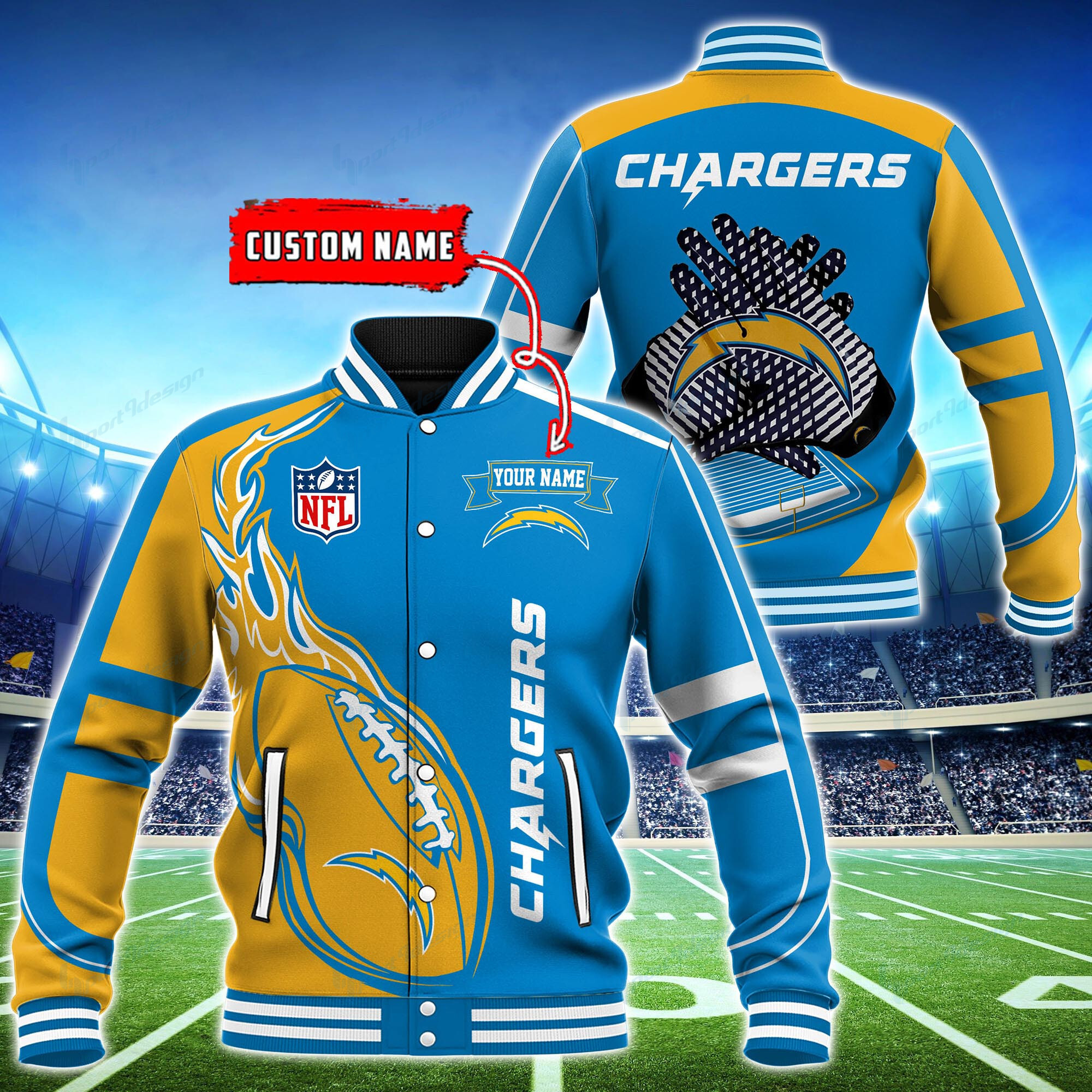 Los Angeles Chargers Customized Baseball Jacket For Fans - Image 2
