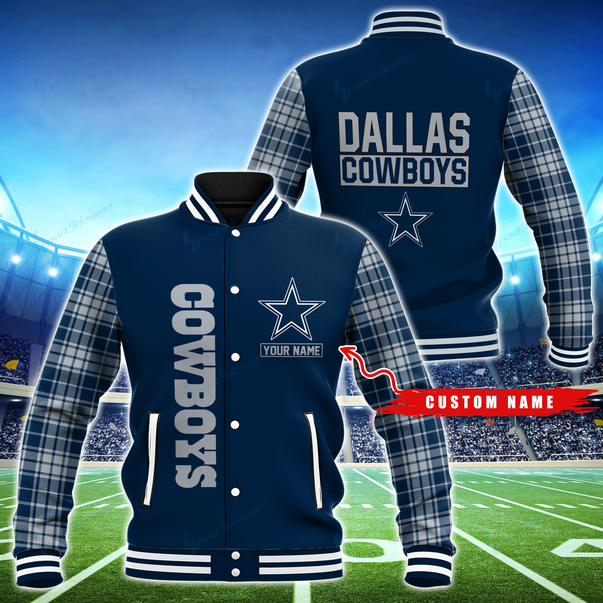 Dallas Cowboys Custom Name Baseball Jacket - Image 2