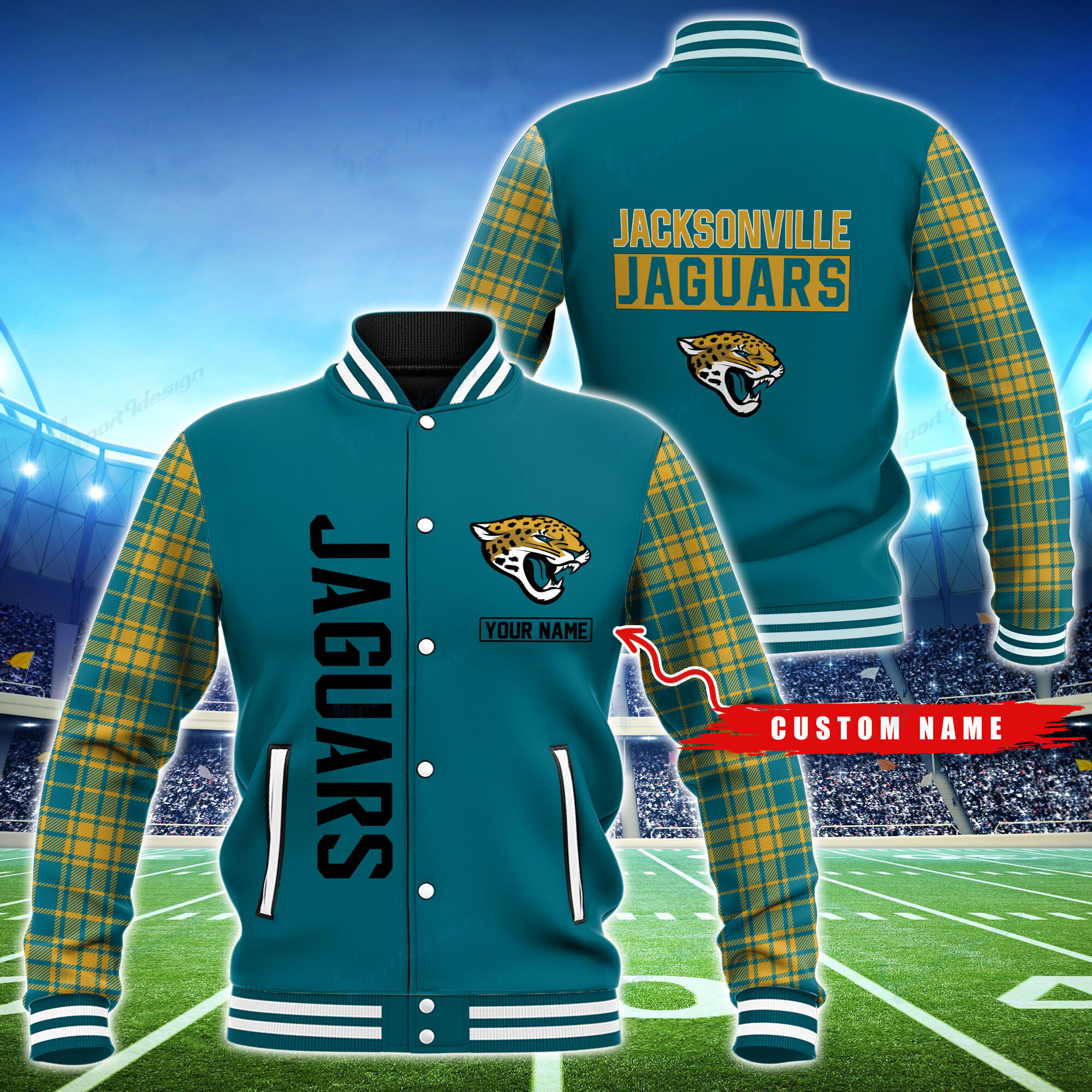 Jacksonville Jaguars Personalized Baseball Jacket - Image 2