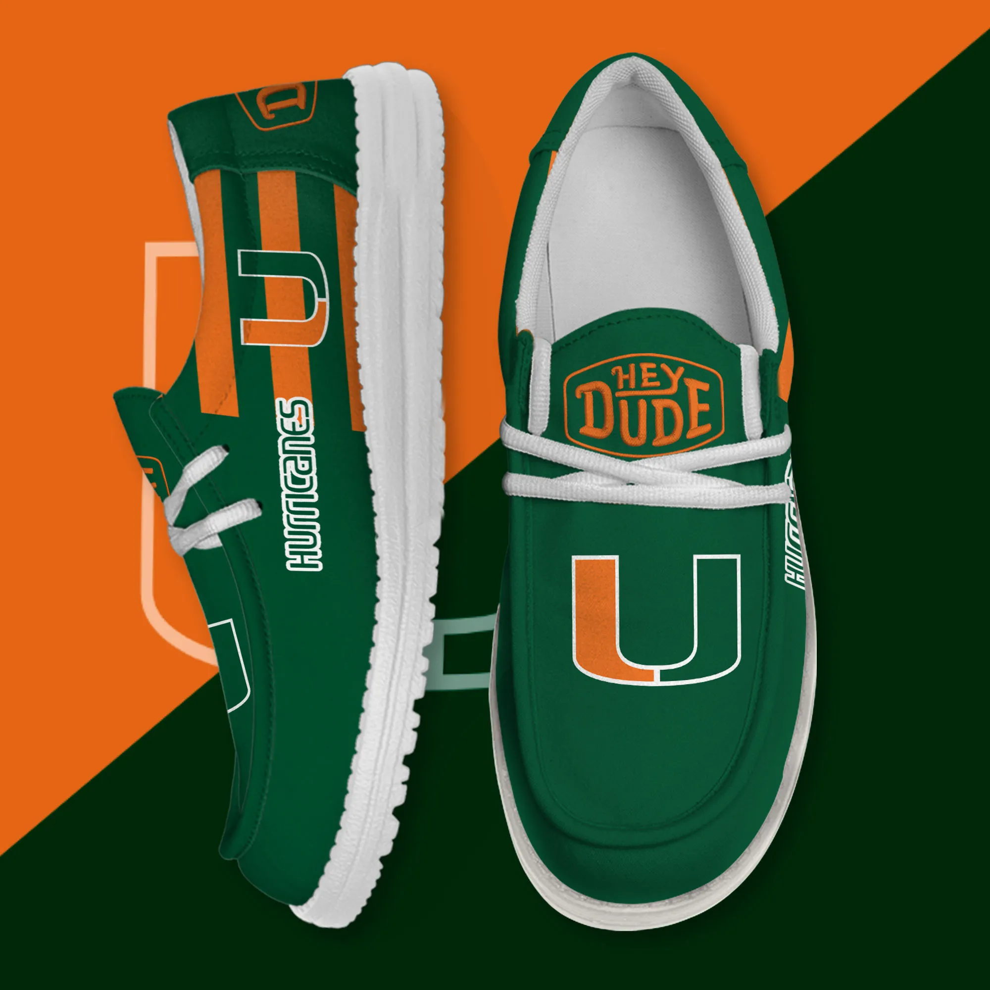 Miami Hurricanes 3D Print Dude Shoes Dude Footwear For Men Women
