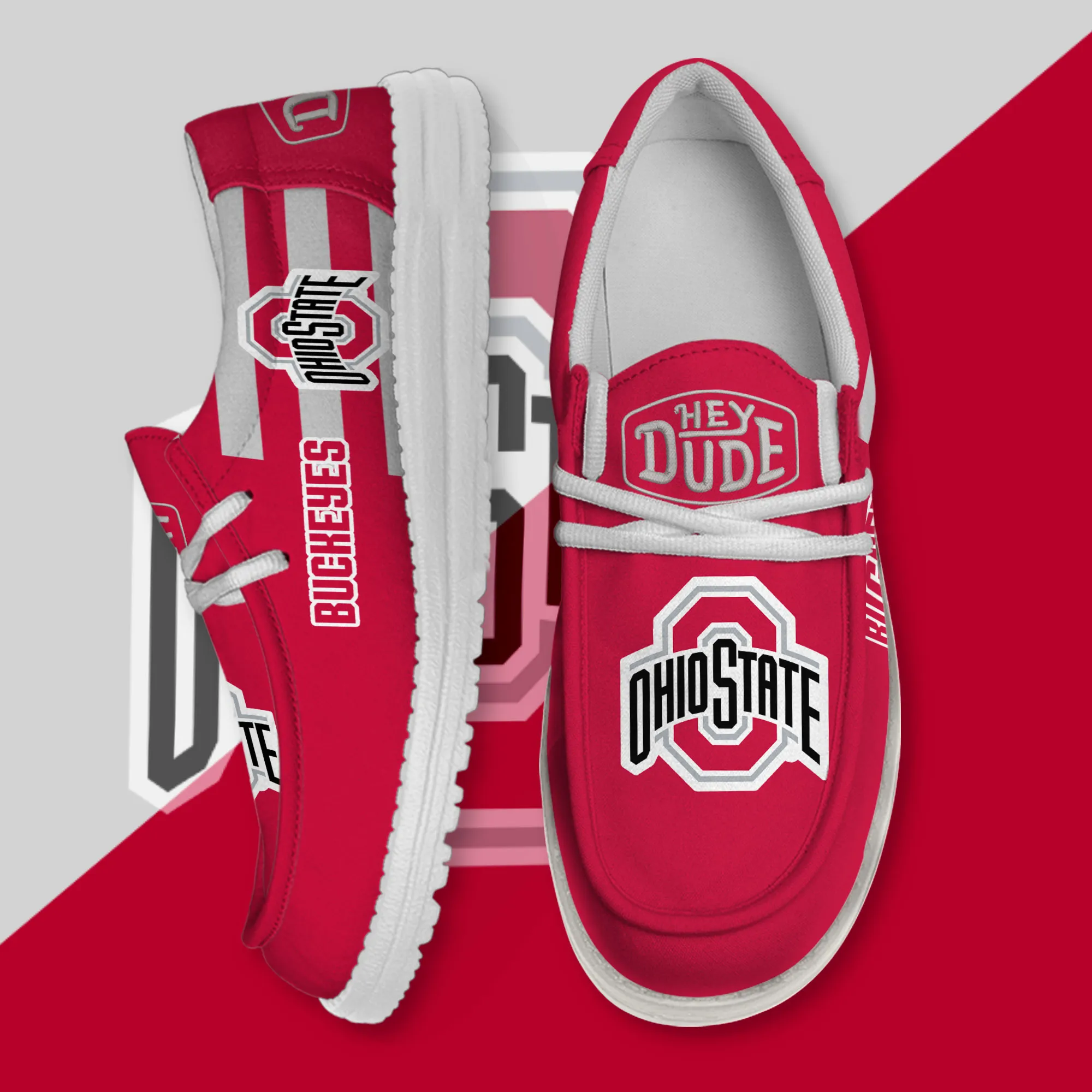 Ohio State Buckeyes 3D Print Dude Shoes Dude Footwear For Men Women