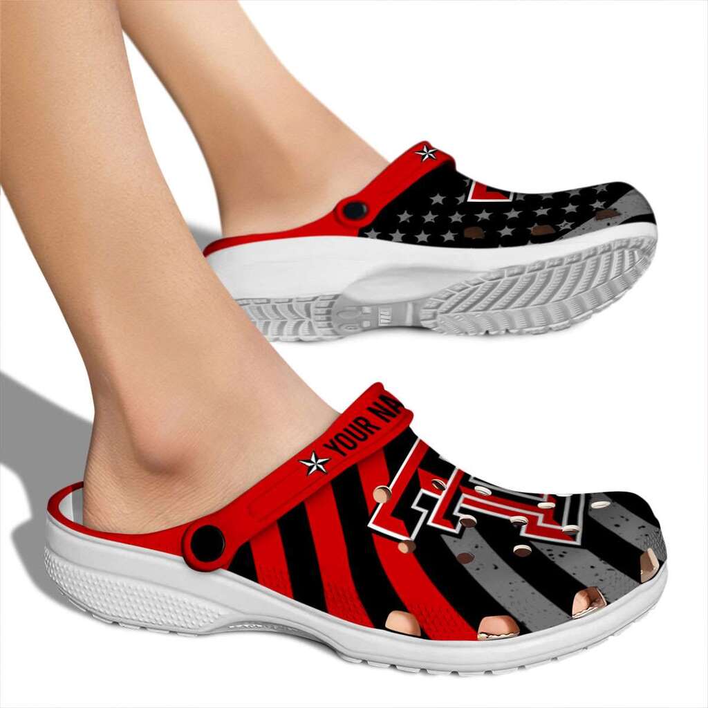 Custom Texas Tech Red Raiders Star-Spangled Graphic Crocs Shoes For Men And Women - Image 2