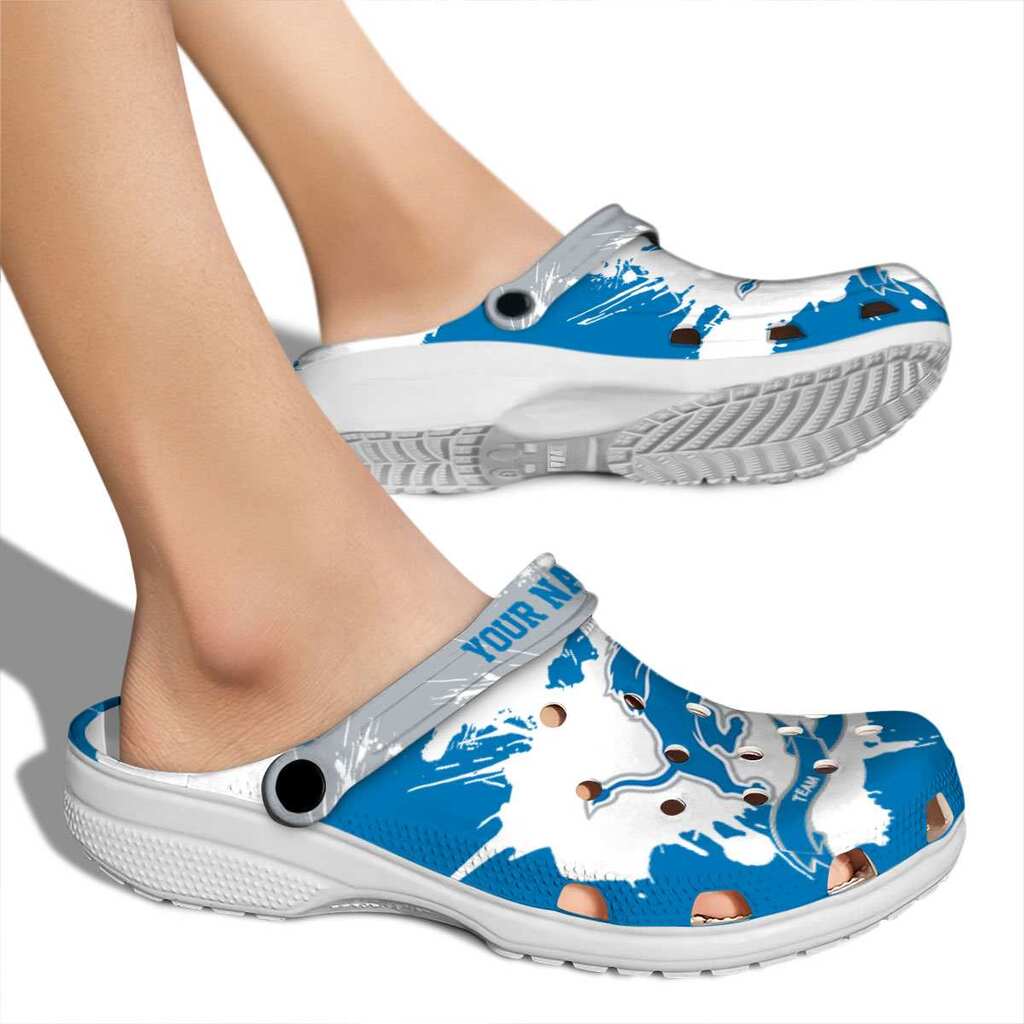 Custom Detroit Lions Splatter Pattern Crocs Shoes For Men And Women - Image 2