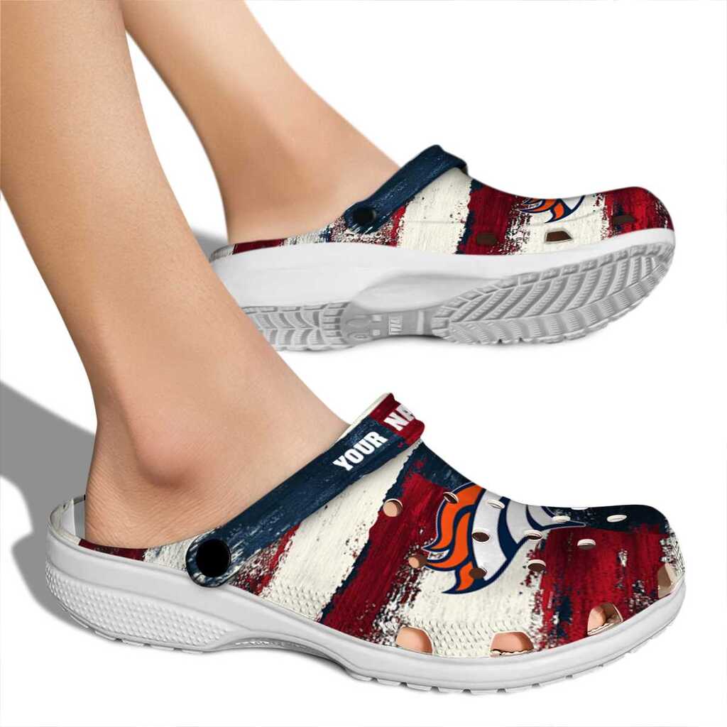 Denver Broncos Patriotic Stripes Crocs Shoes For Men And Women - Image 2