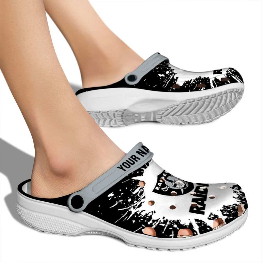 Personalized Las Vegas Raiders Splash Art Crocs Shoes For Men And Women - Image 2