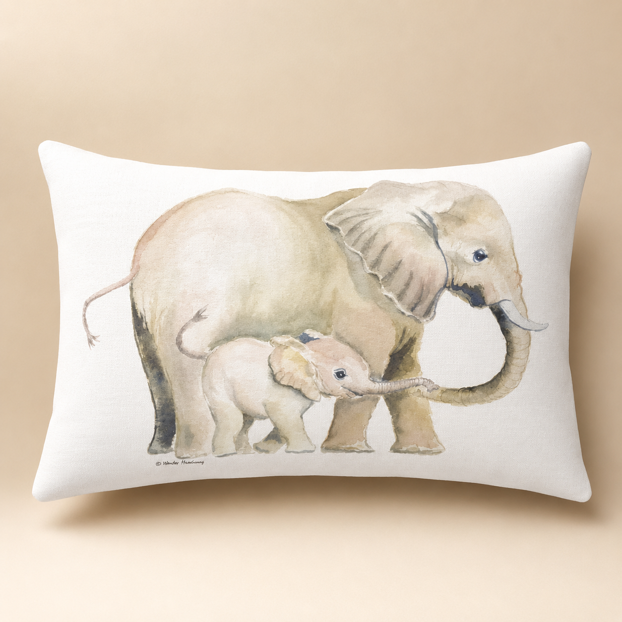 Mom and Baby Elephant Rectangular Pillow