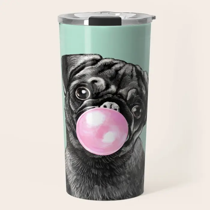 "Bubble Gum Pug" Travel Mug