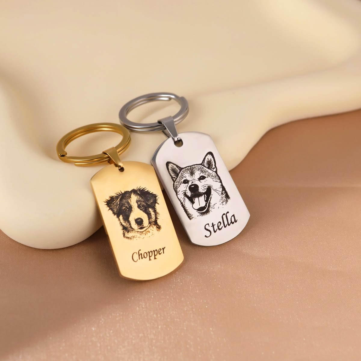 Custom Engraved Dog Tag Keychains