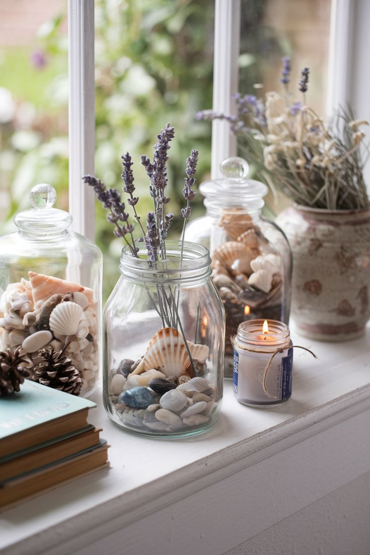 Fill Glass Jars with Seashells