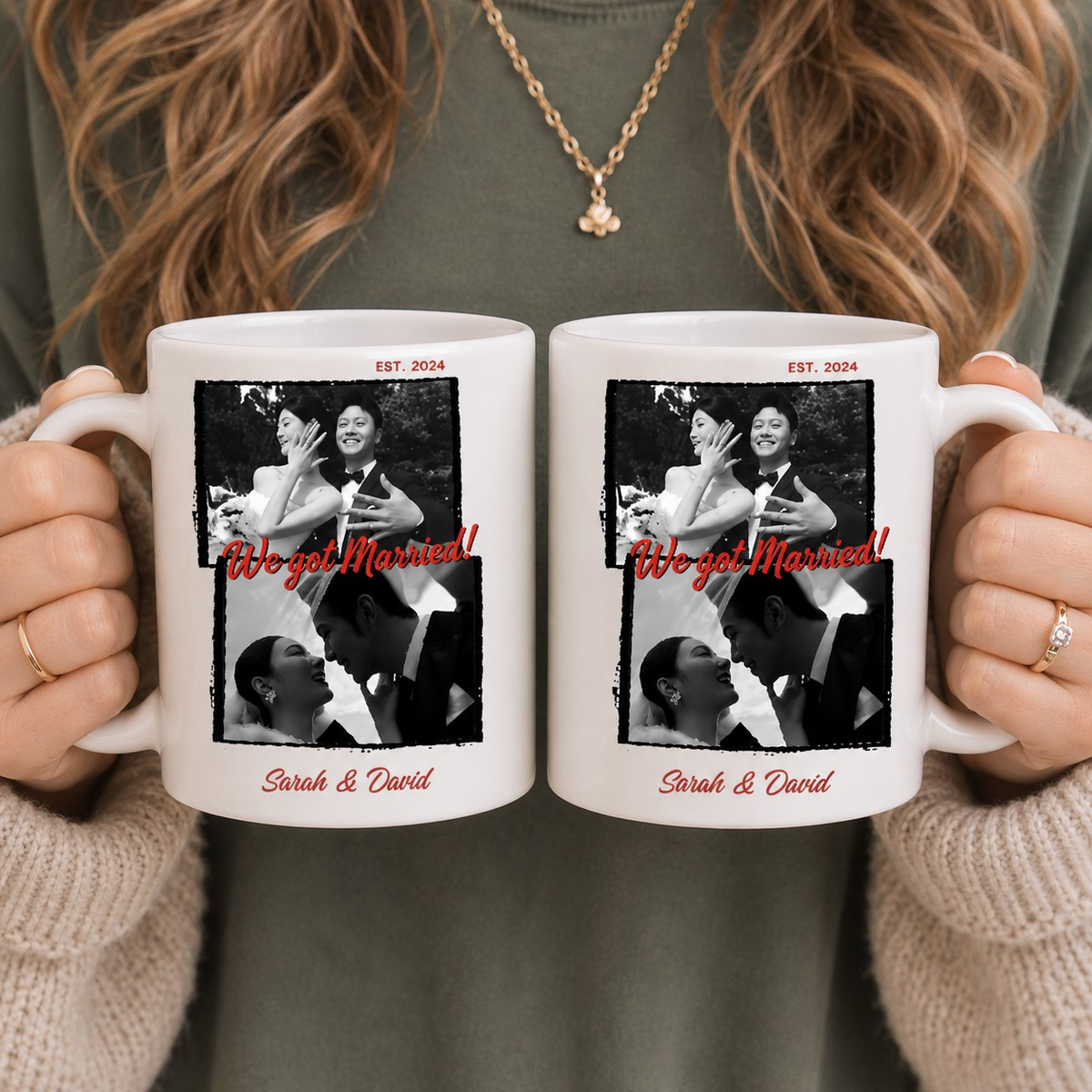 Custom Bride and Groom Mug Set