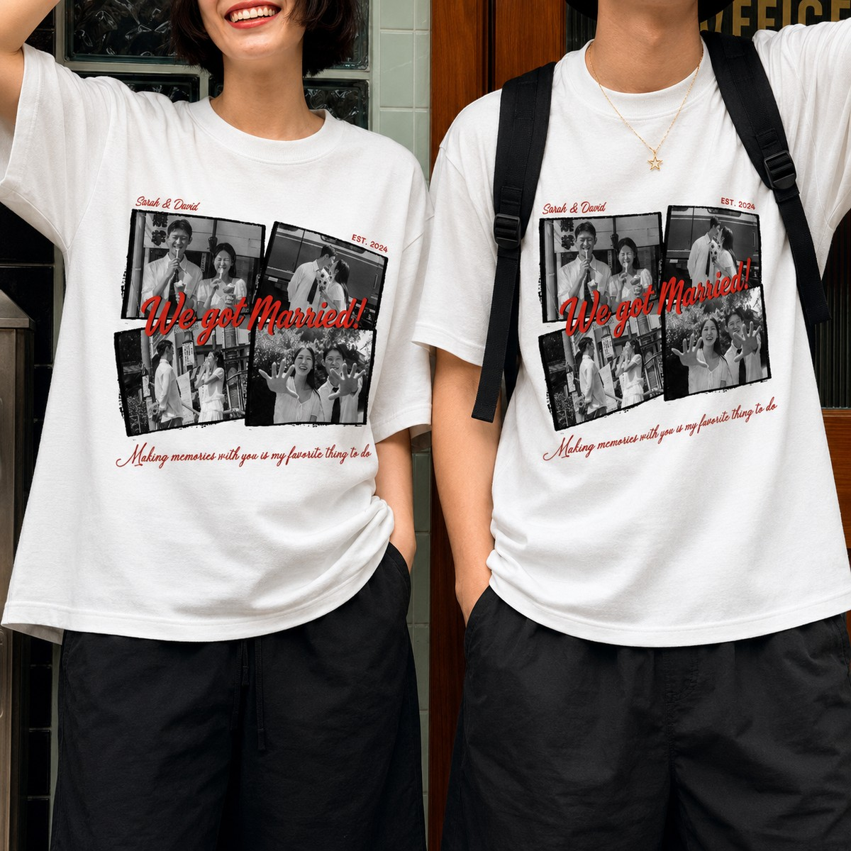 Custom Wedding Photo Collage Apparel T-shirt