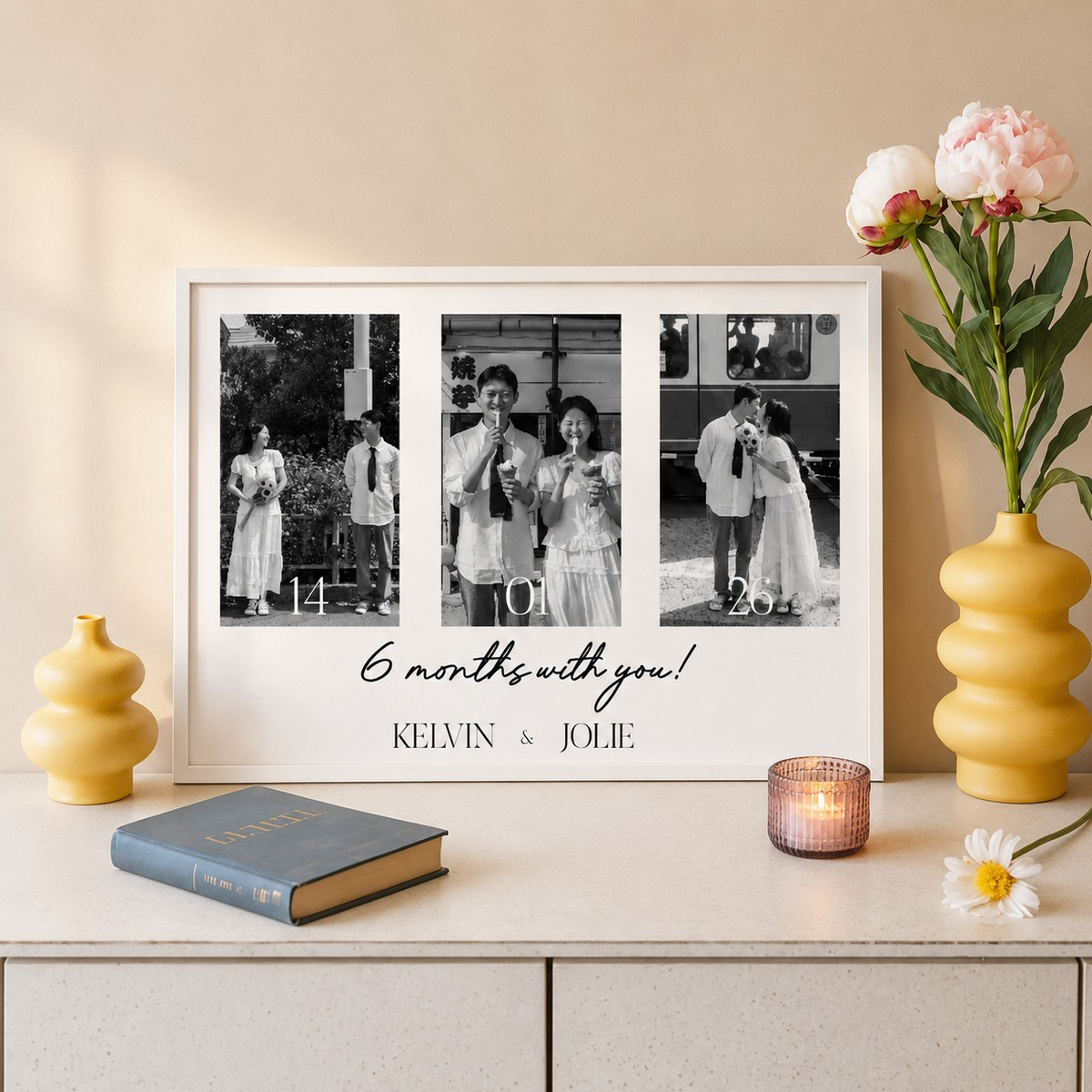 Premium canvas art displaying wedding vows as a meaningful 1st anniversary gift for husband