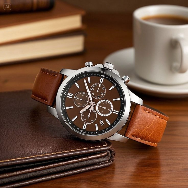 Classic engraved leather wristwatch for men, a timeless first anniversary gift for him