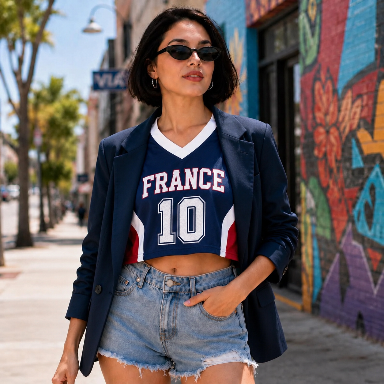 The Biker Shorts and Blazer Juxtaposition