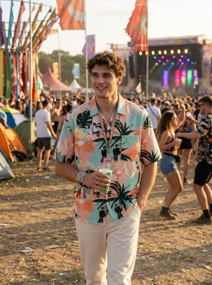 Summer concert outfits: The Ultimate Hawaiian Button-Down