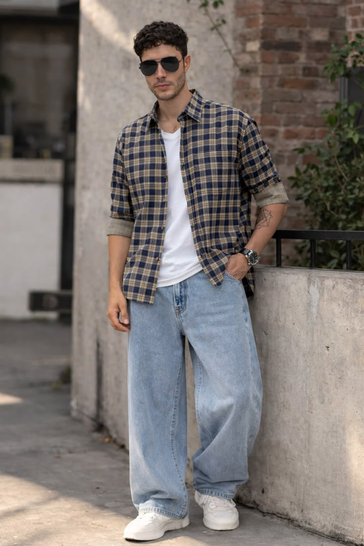 Summer concert outfits: The Grunge Flannel and Ripped Jeans Combo