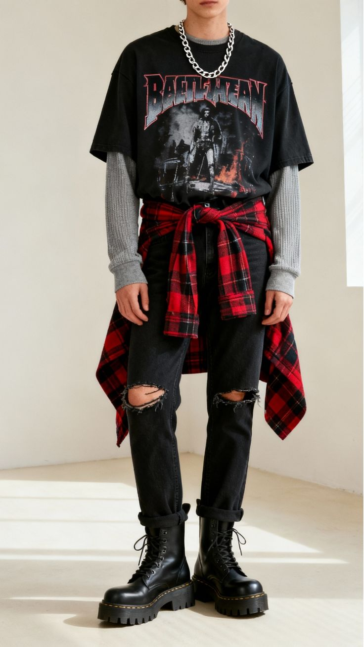 Summer rock concert outfit: Grunge Revival
