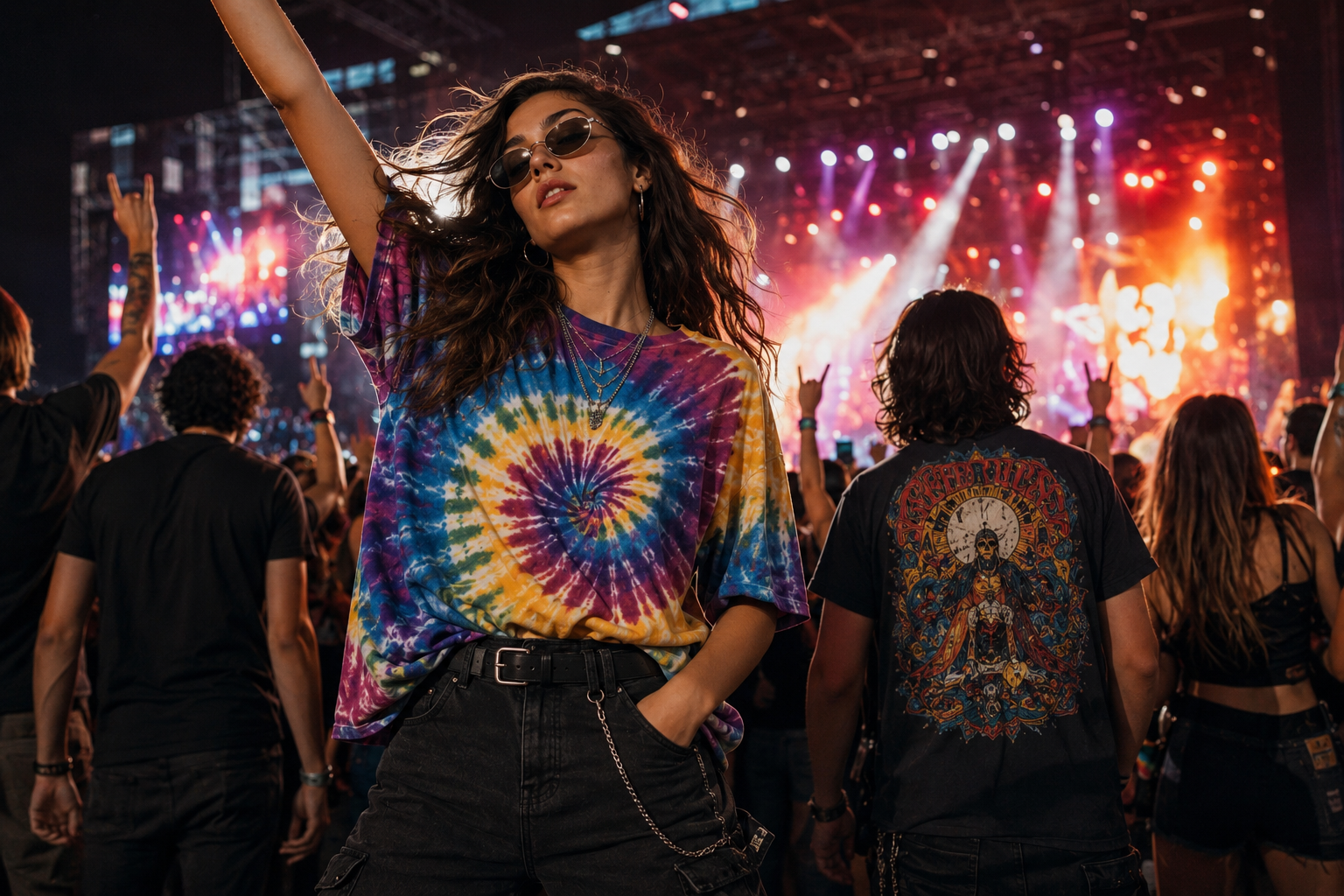 Summer rock concert outfit: The Power of Bold Graphics and Tie-Dye