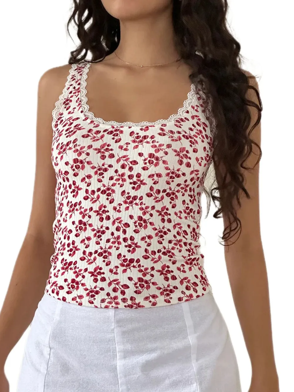 Lace Detail Scoop Neck Tank