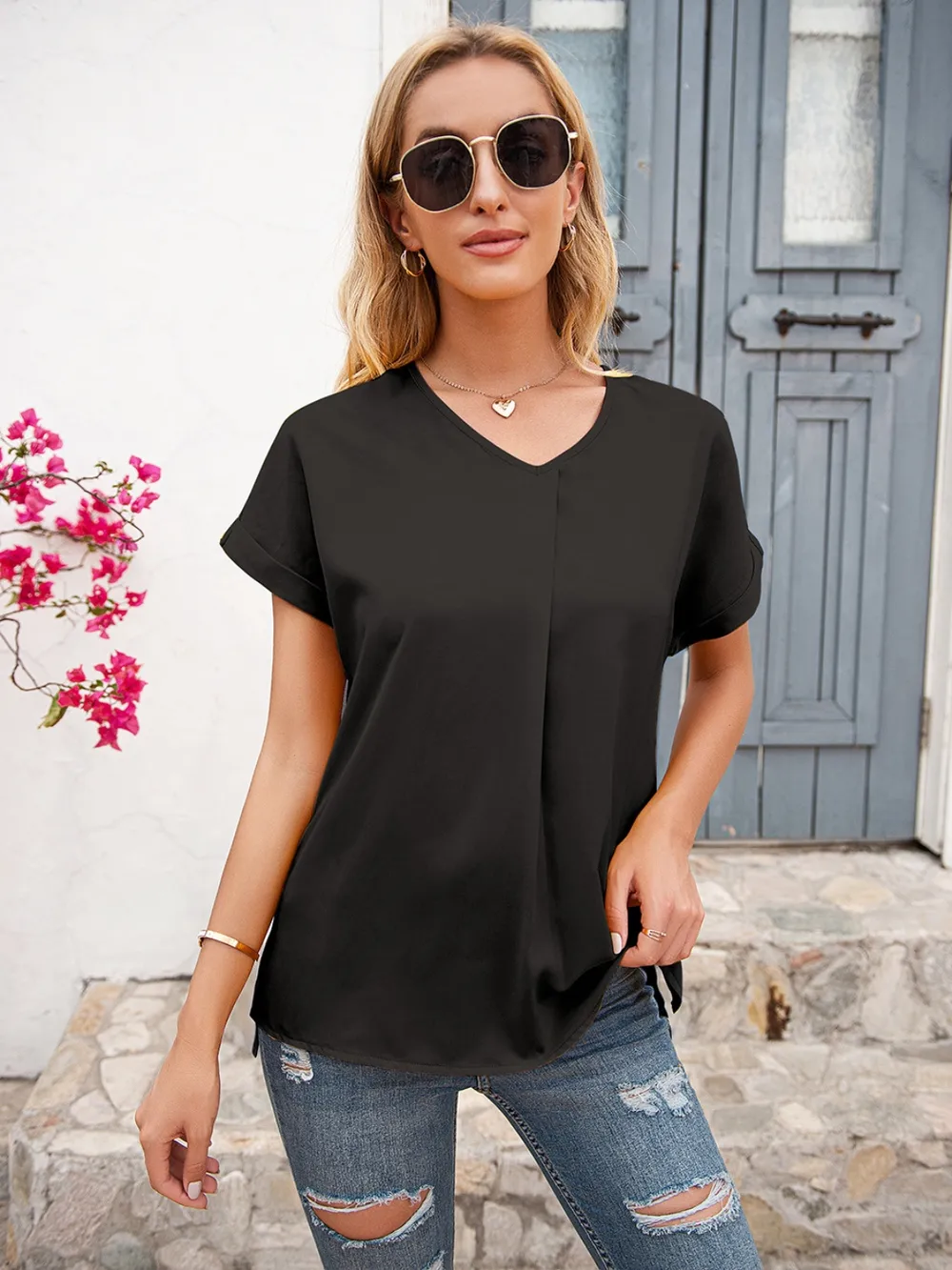 Ivy Lane V-Neck Short Sleeve T-Shirt