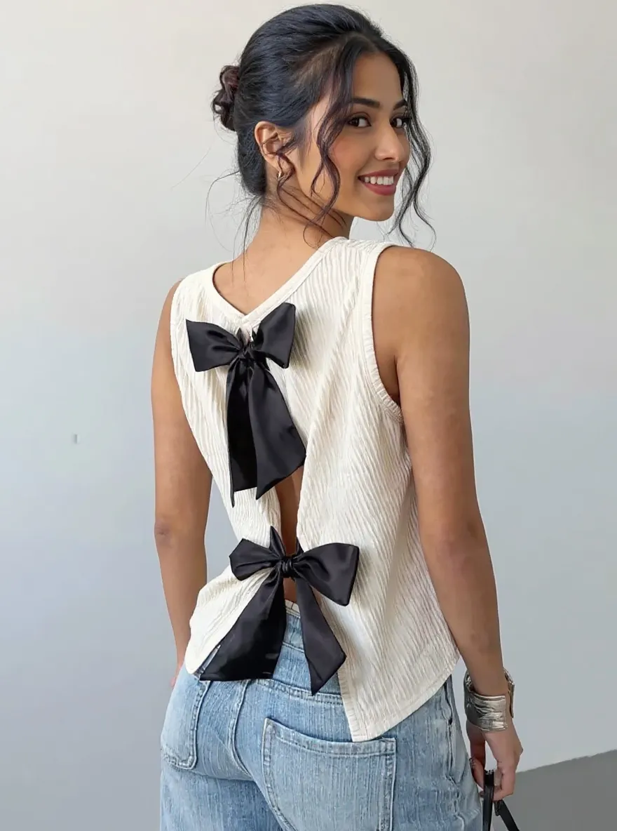 Bow Back Ribbed Tank Top