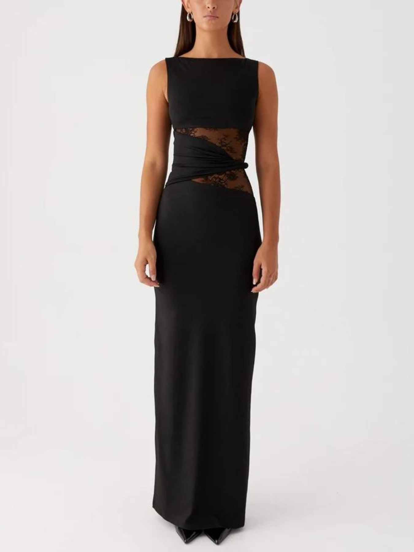 Lace Cutout Sleeveless Maxi Dress