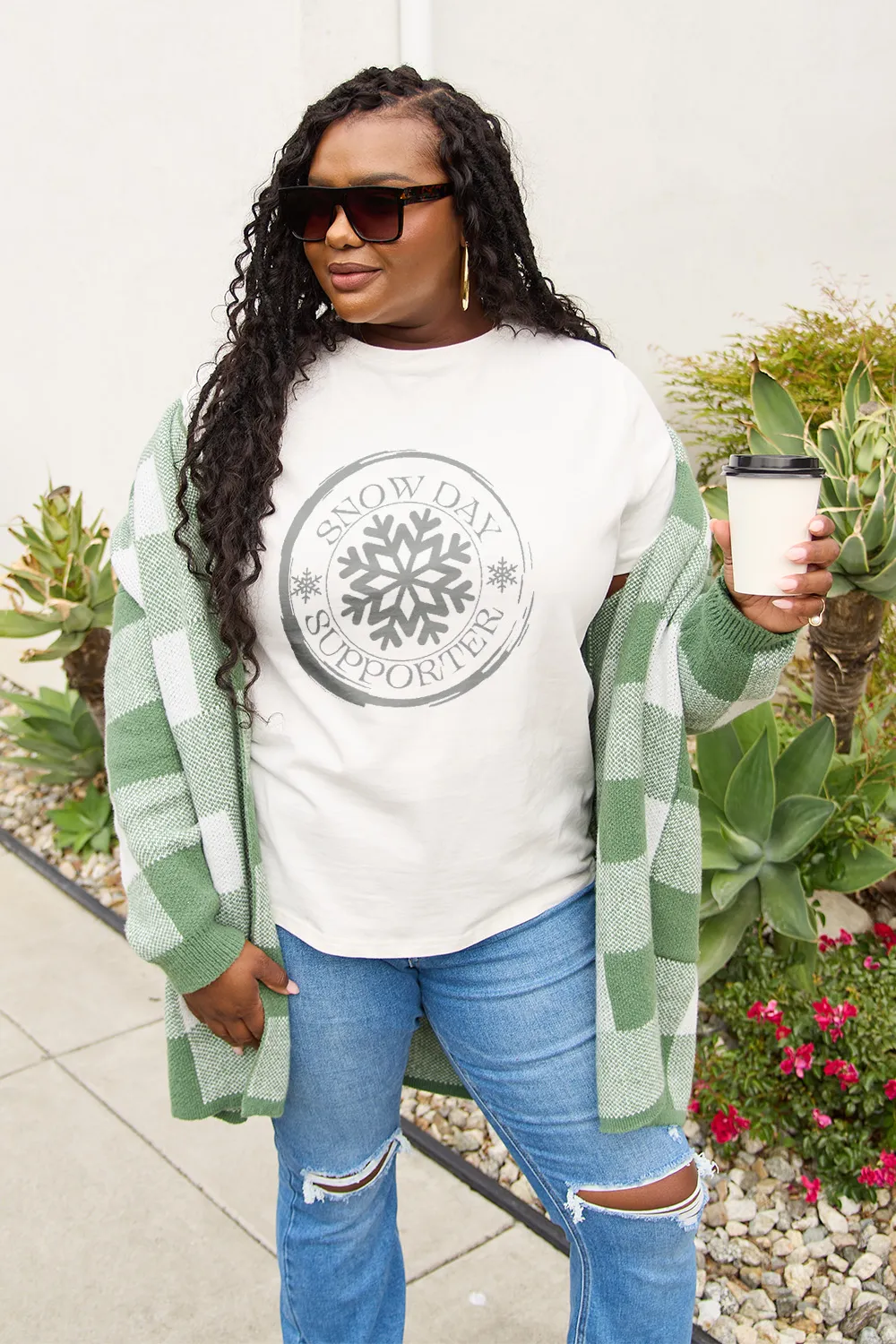 Simply Love Full Size Snow Day Supporter Round Neck T-Shirt
