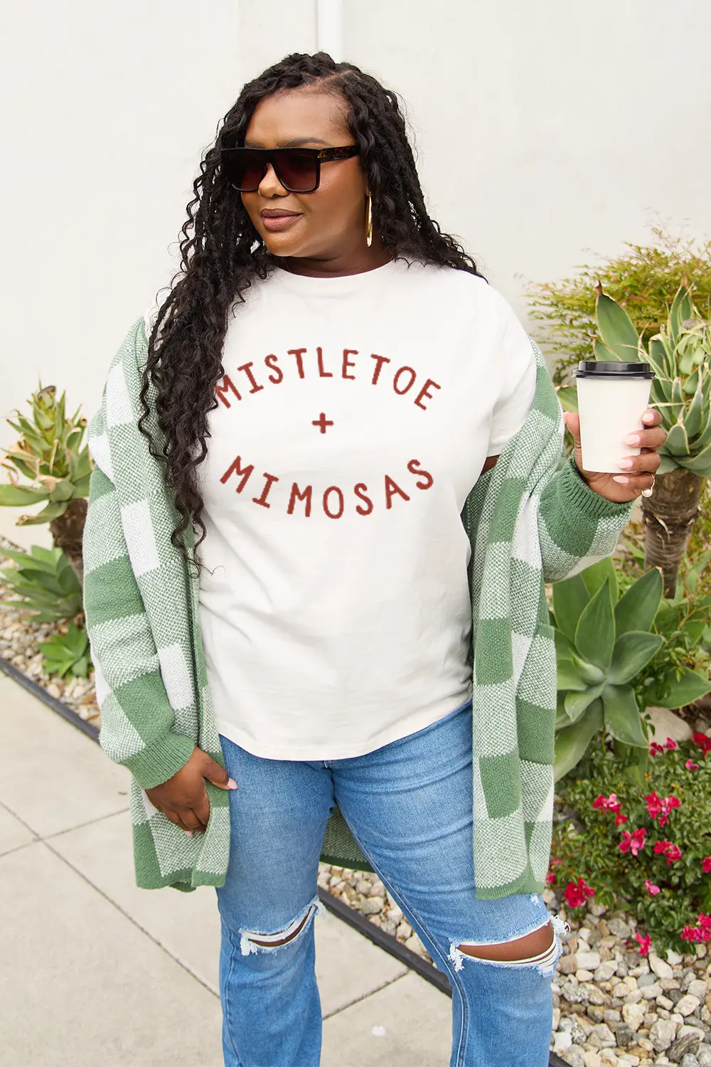 Simply Love Full Size Mistletoe Mimosas Short Sleeve T-Shirt