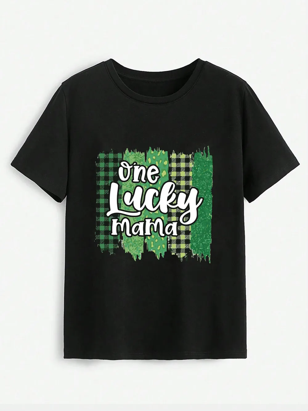 One Lucky Mama Round Neck T-Shirt