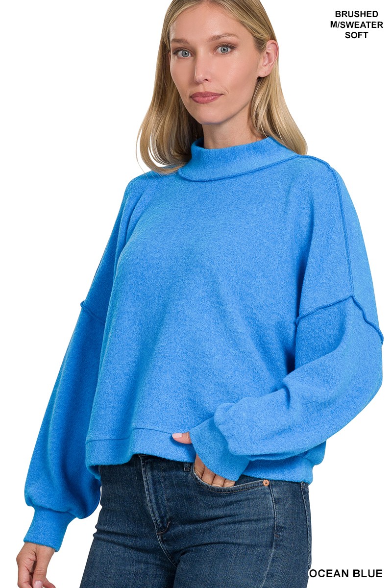 Zenana Brushed Melange Hacci Cropped Sweater