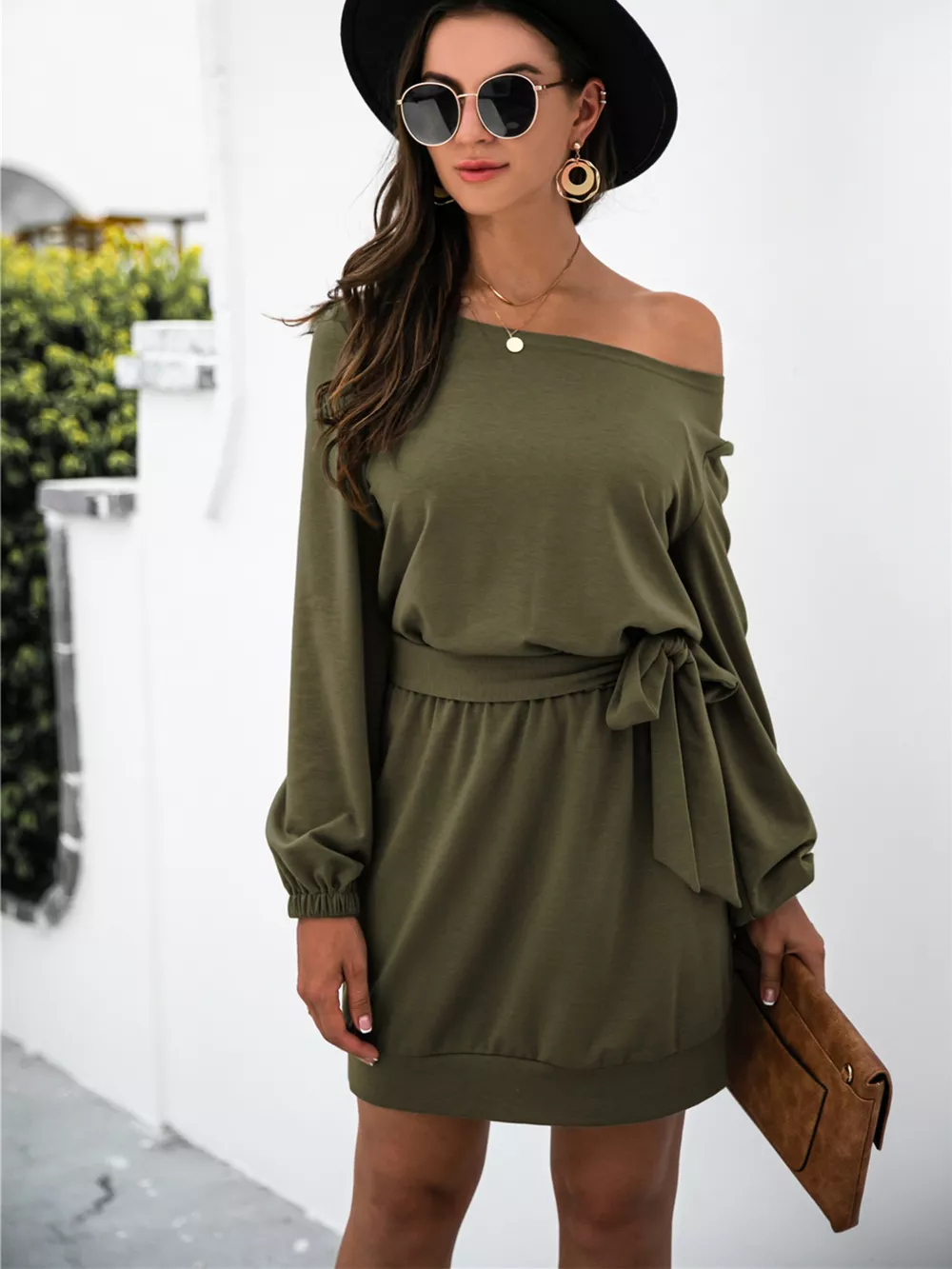 One Shoulder Tie Waist Dress